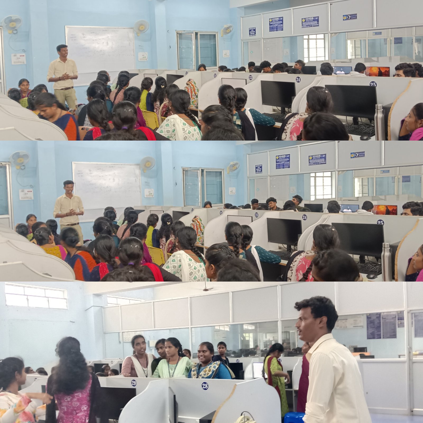 Students practising coding in computer lab during hands-on training session
