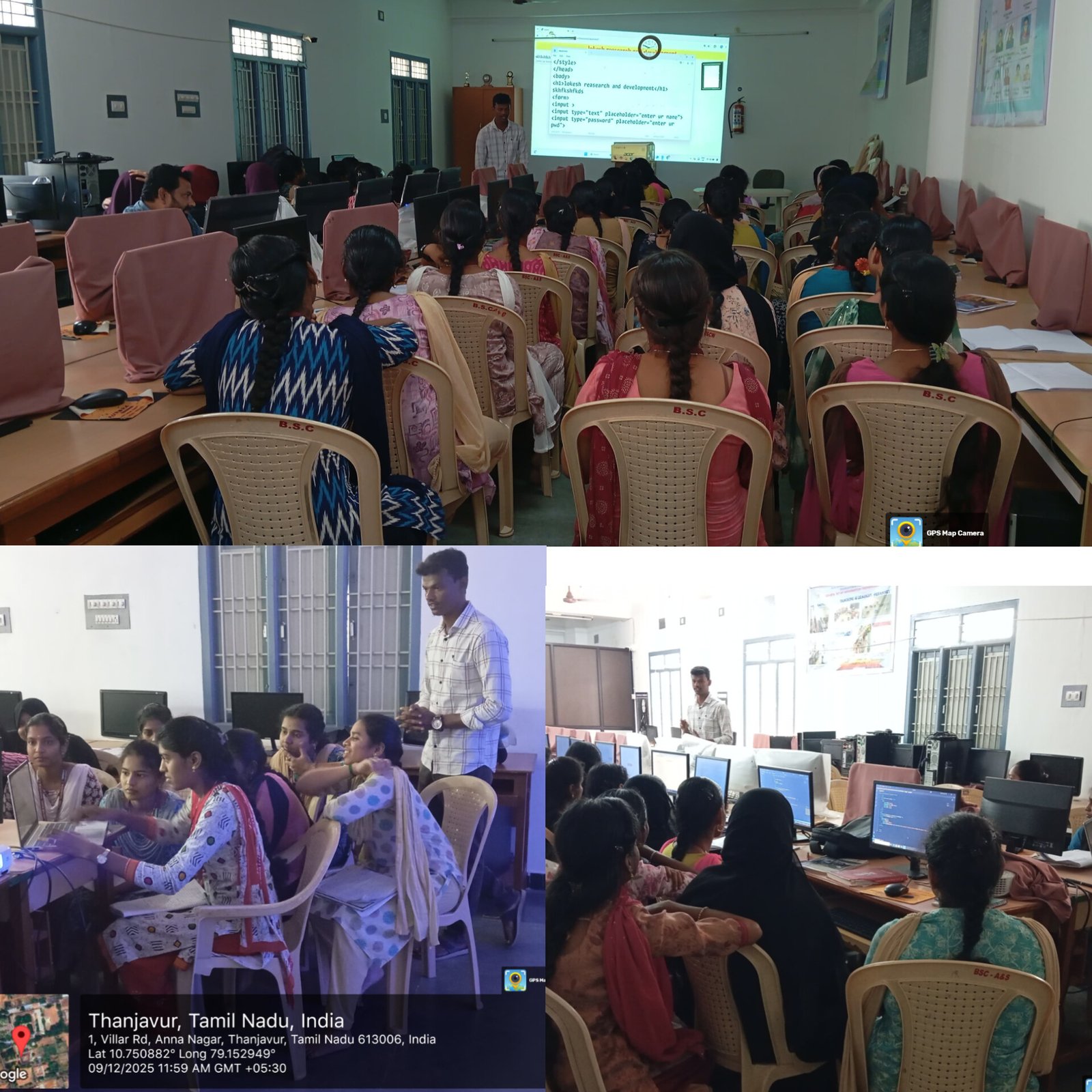 Training hall lecture session for software development batch